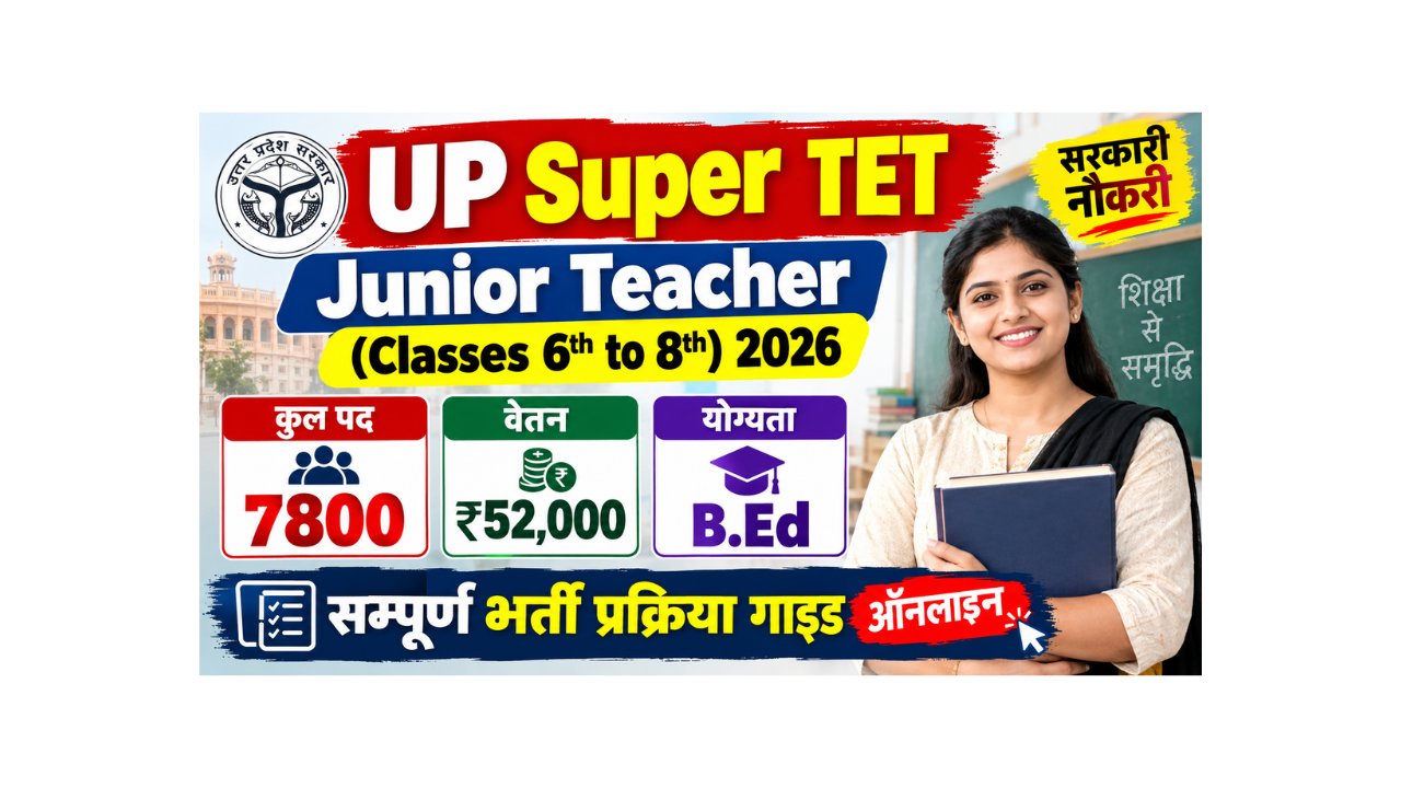 UP Super TET Junior Teacher (Classes 6th to 8th) 2026 Vacancy, Salary, Eligibility &